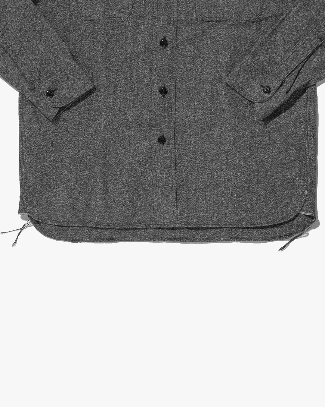 Japanese Selvedge Cotton Repro Work Shirt, Stevenson Overall Co. Brand, Long Sleeve Gray Texture - S