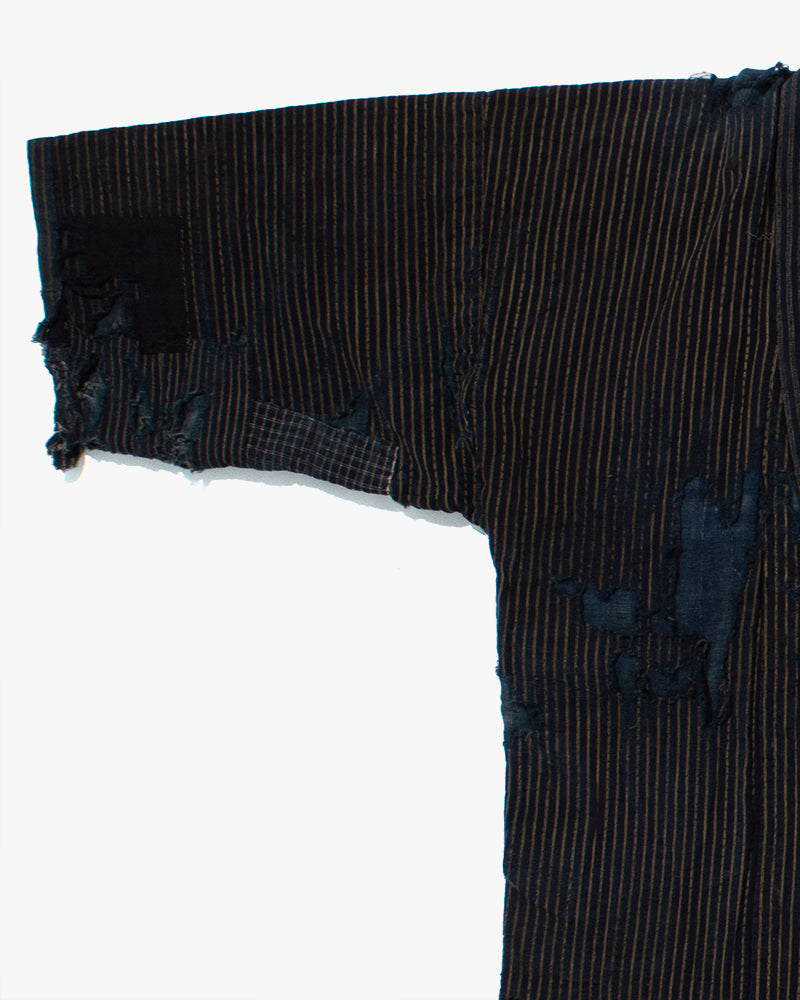 Vintage Noragi Jacket, Patched, Indigo with Stripes