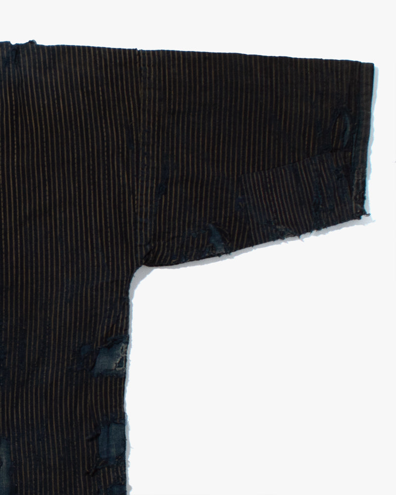 Vintage Noragi Jacket, Patched, Indigo with Stripes