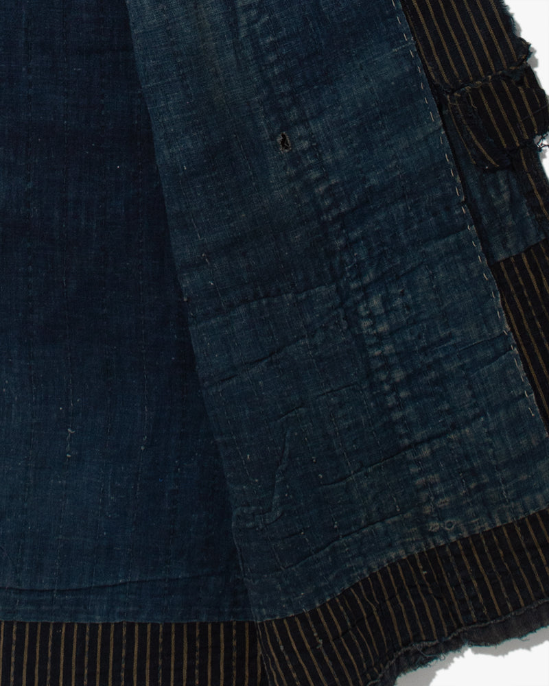 Vintage Noragi Jacket, Patched, Indigo with Stripes
