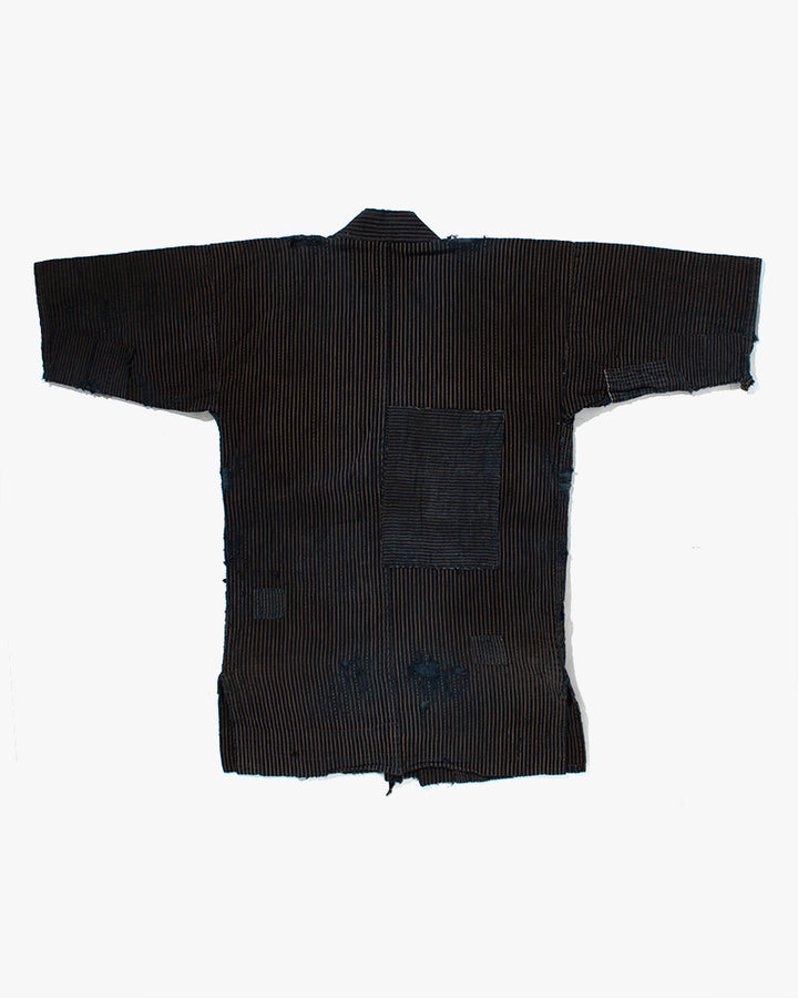 Vintage Noragi Jacket, Patched, Indigo with Stripes