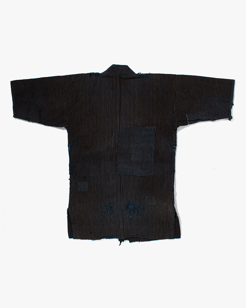 Vintage Noragi Jacket, Patched, Indigo with Stripes