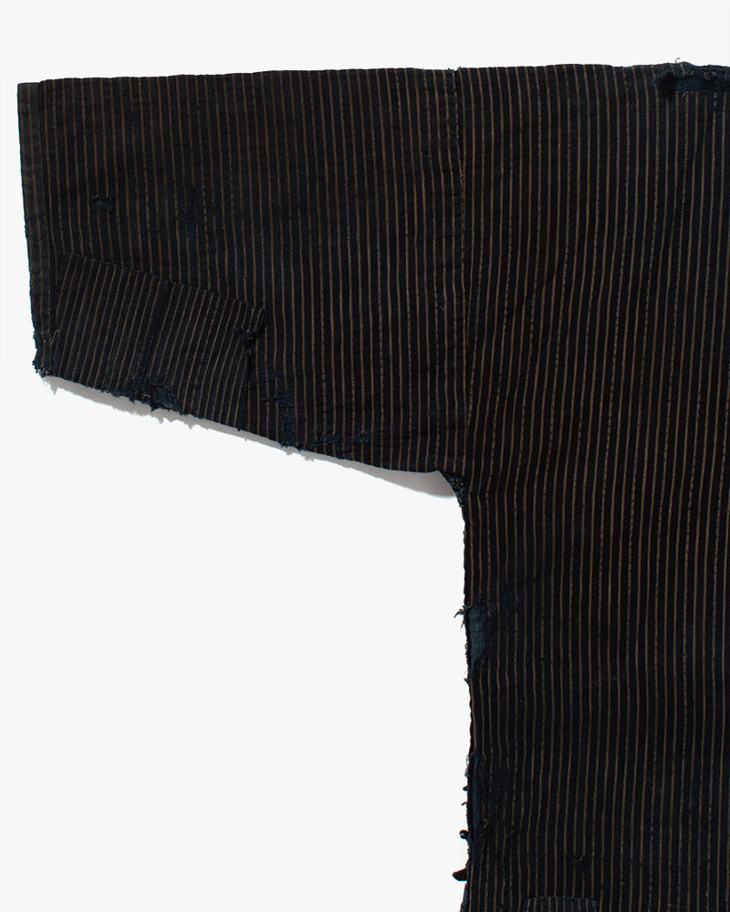 Vintage Noragi Jacket, Patched, Indigo with Stripes
