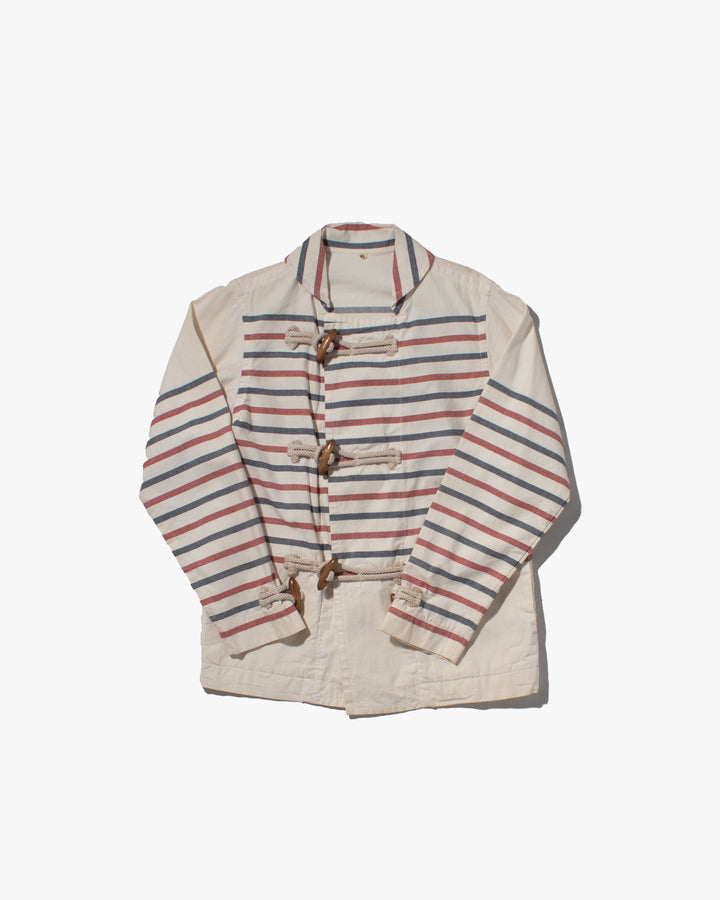 Japanese Repro Nautical Coat, Sugar Cane Brand, White Long Sleeve with Red and Blue Stripes