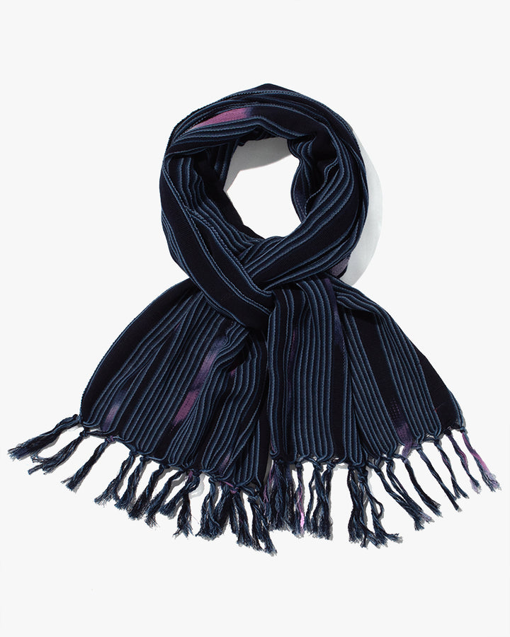 ToK Scarf, Karu-Ori, Indigo, Purple Gradient, and Thin Blue Shima