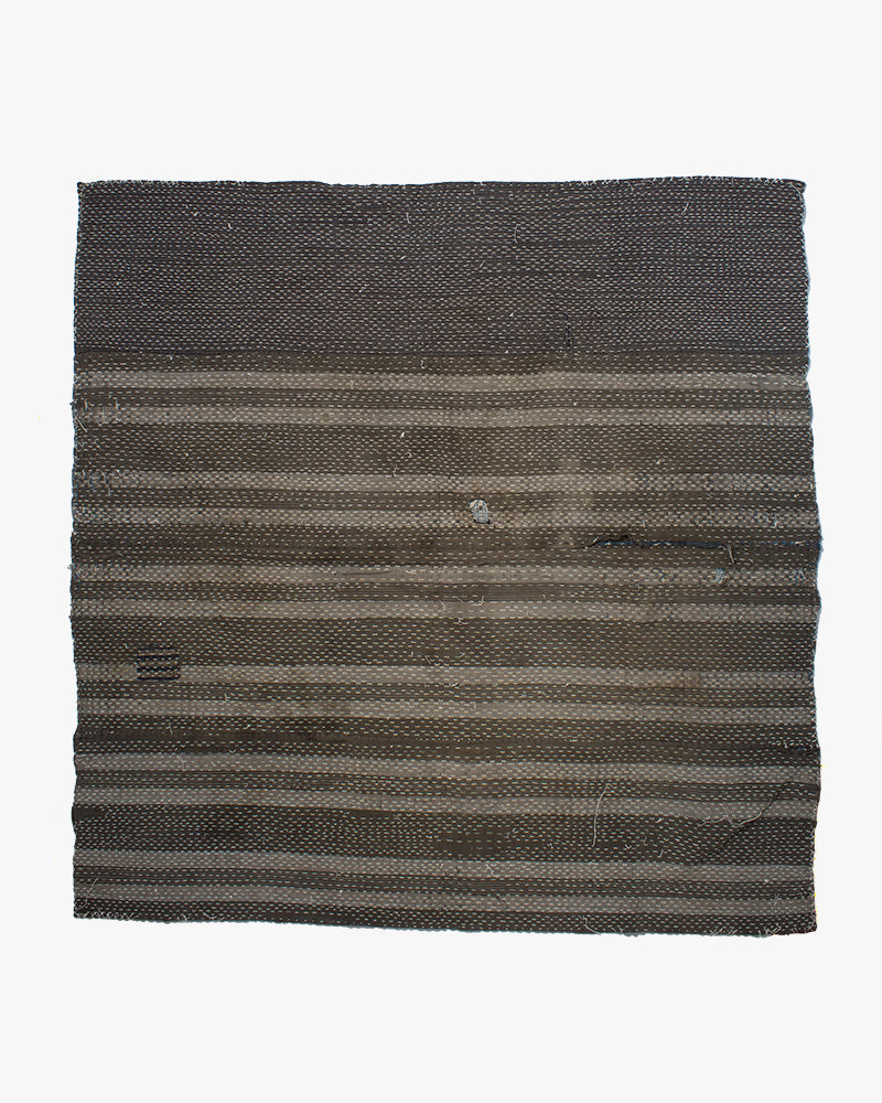 Vintage Boro Blanket, Patched Grey Stripes