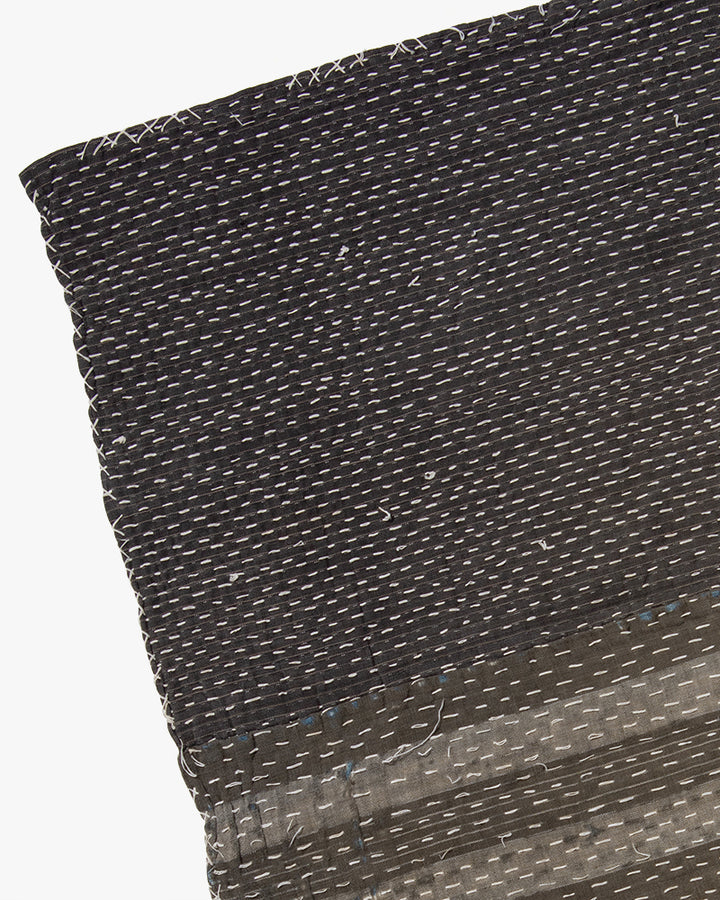 Vintage Boro Blanket, Patched Grey Stripes