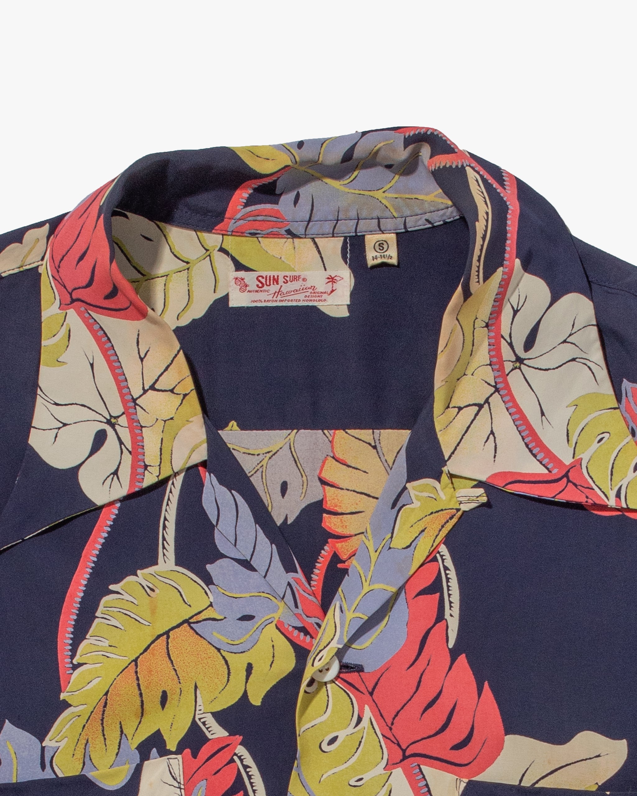 Japanese Repro, Long Sleeve Aloha Shirt, Sun Surf Brand, Navy with