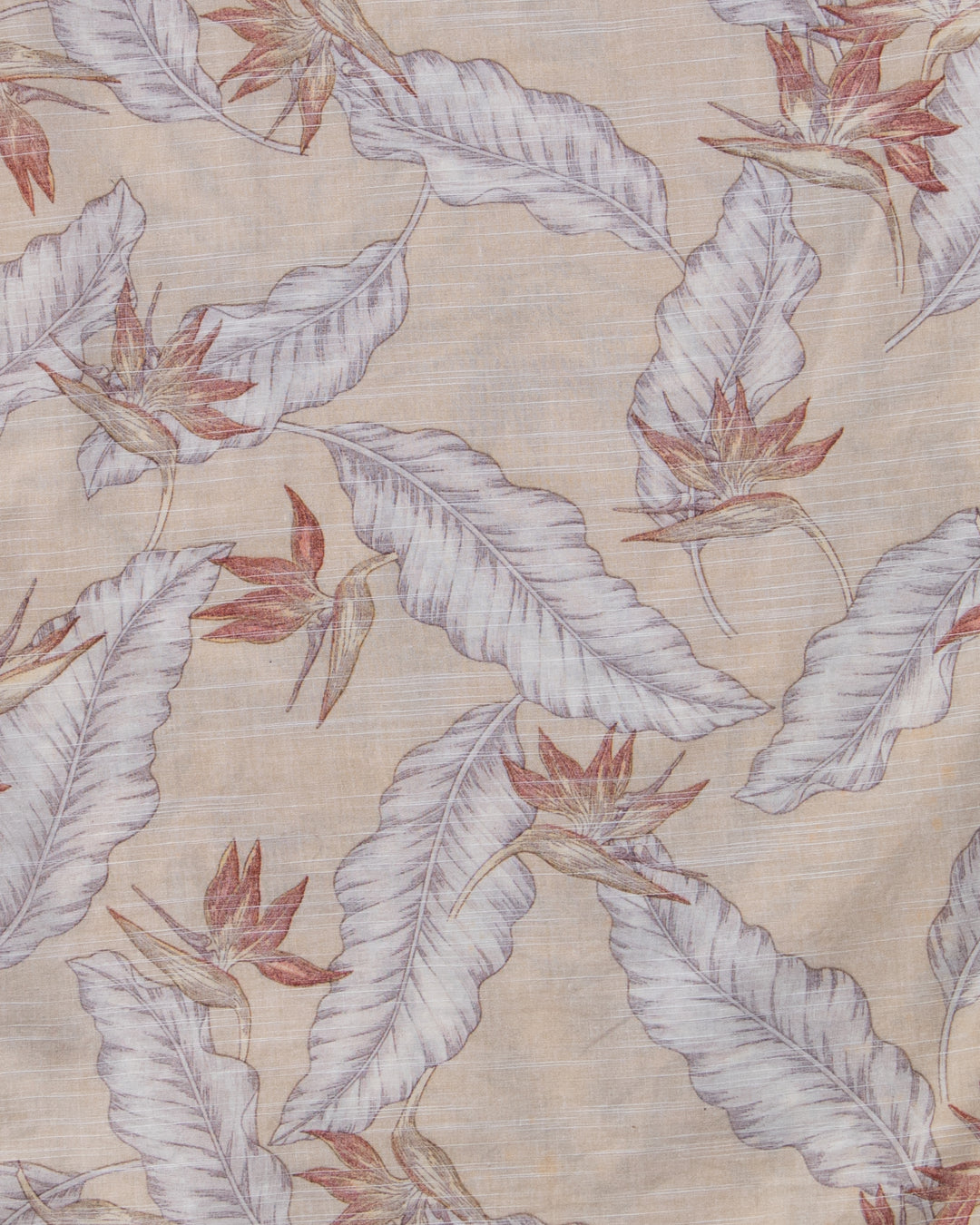 Japanese Repro, Short Sleeve Aloha Shirt, Hawaiian Aloha Tropical Brand, Cream and Brown Leaves
