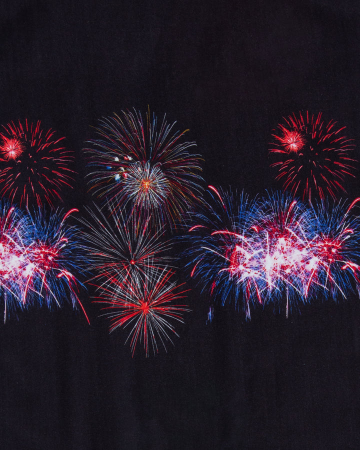 Japanese Repro, Short Sleeve Aloha Shirt, Houston Brand, Black with Fireworks