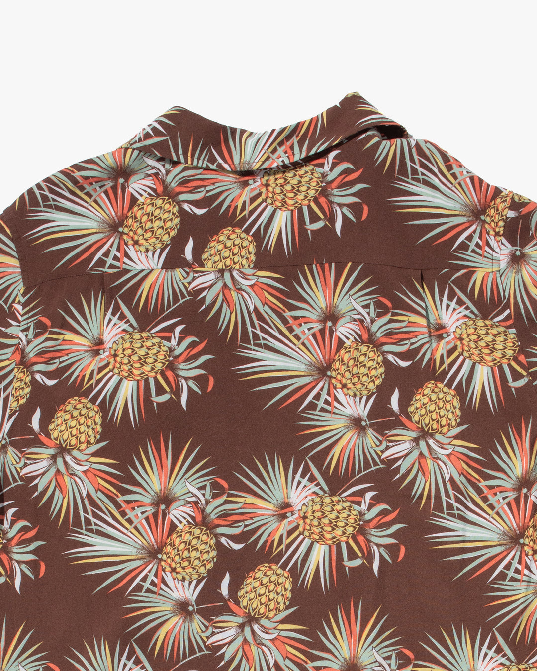 Japanese Repro, Short Sleeve Aloha Shirt, Kaluluwa Brand, Brown with Yellow and Green Pineapples
