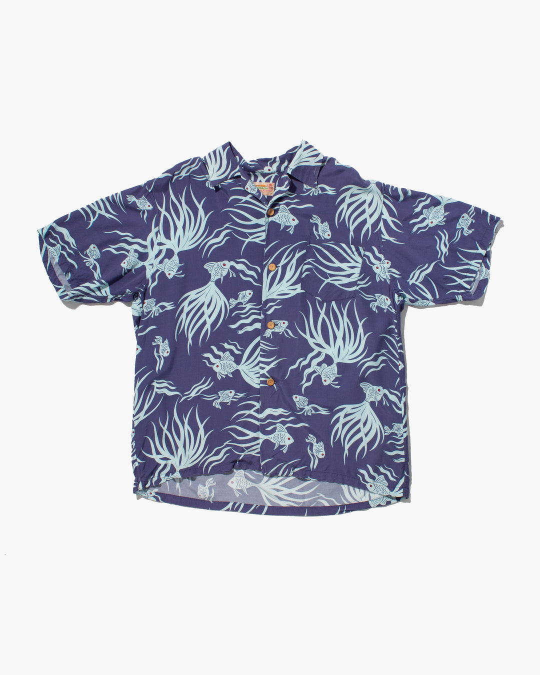 Japanese Repro, Short Sleeve Aloha Shirt, Seilin Brand, Blue Goldfish