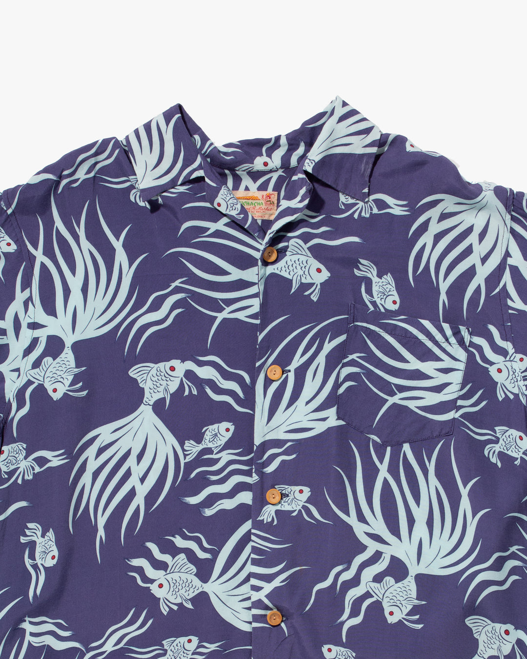 Japanese Repro, Short Sleeve Aloha Shirt, Seilin Brand, Blue Goldfish