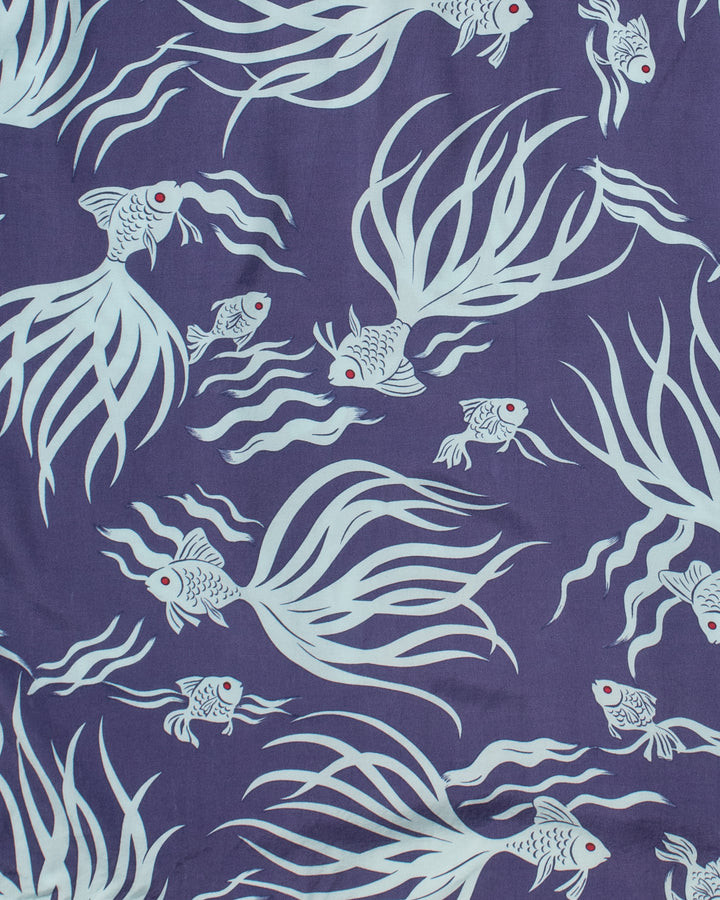 Japanese Repro, Short Sleeve Aloha Shirt, Seilin Brand, Blue Goldfish