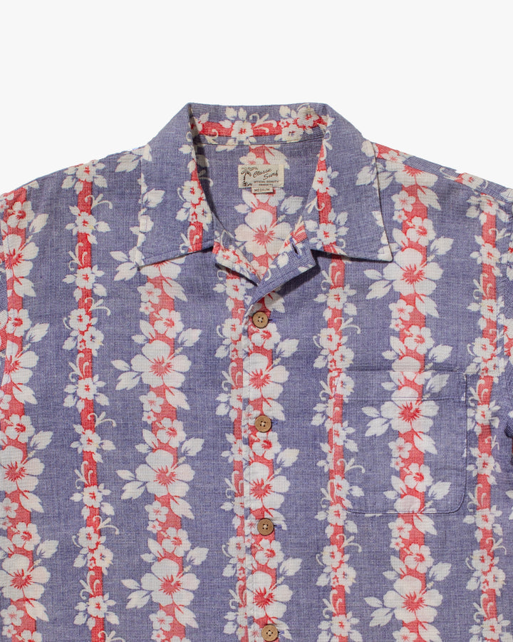 Japanese Repro, Short Sleeve Aloha Shirt, Classic Surf Brand, Lavender and Red Flower Shima