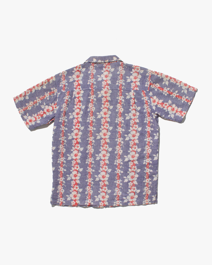 Japanese Repro, Short Sleeve Aloha Shirt, Classic Surf Brand, Lavender and Red Flower Shima