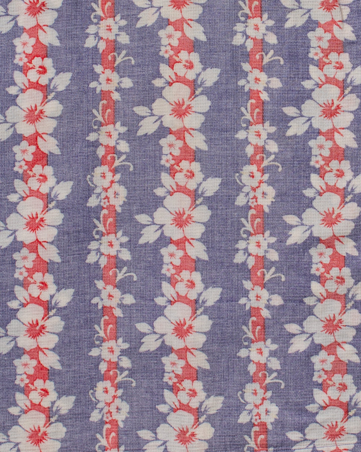 Japanese Repro, Short Sleeve Aloha Shirt, Classic Surf Brand, Lavender and Red Flower Shima