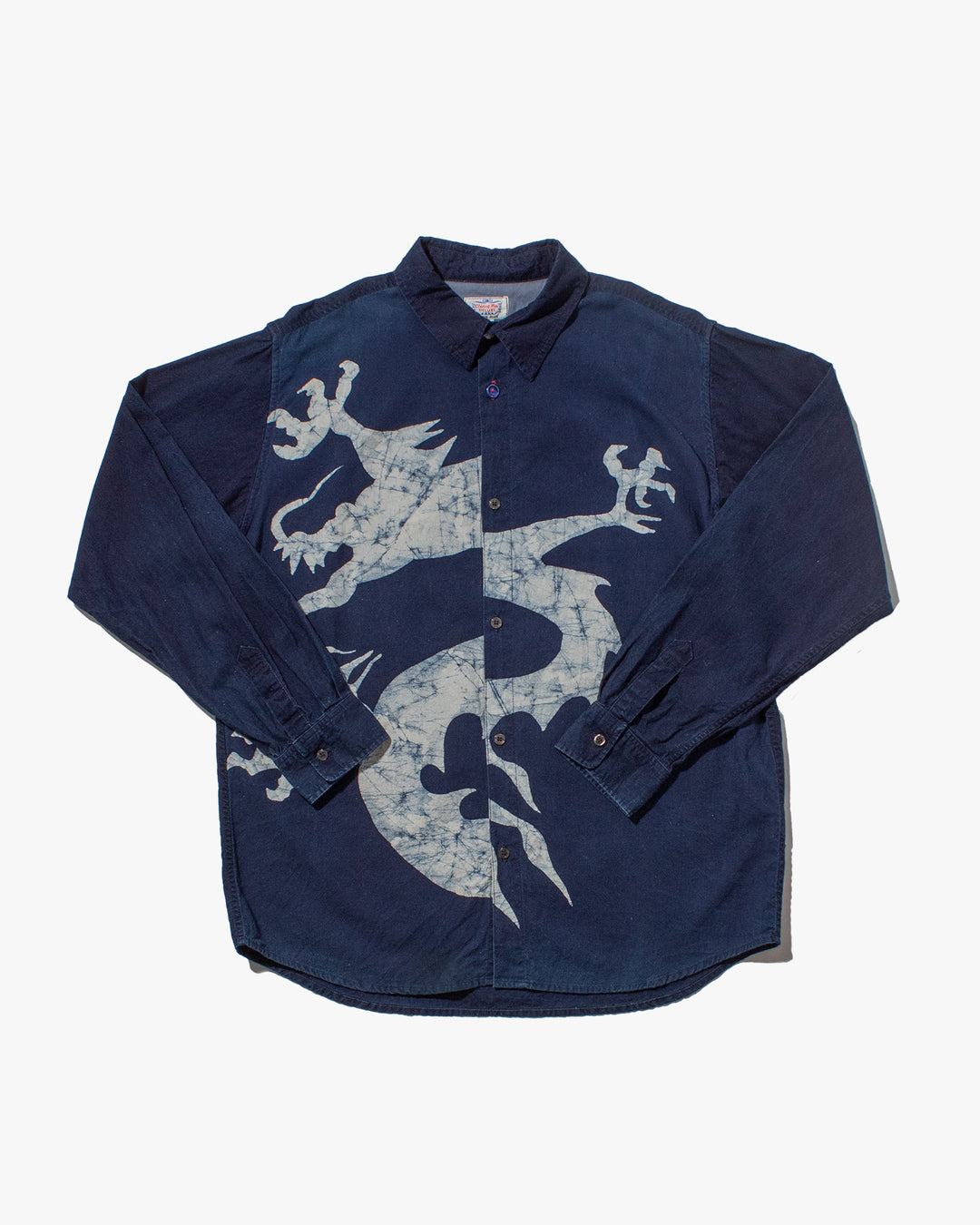 Japanese Repro, Indigo Button up Shirt, Gaijin Made Brand, Indigo with Dragon