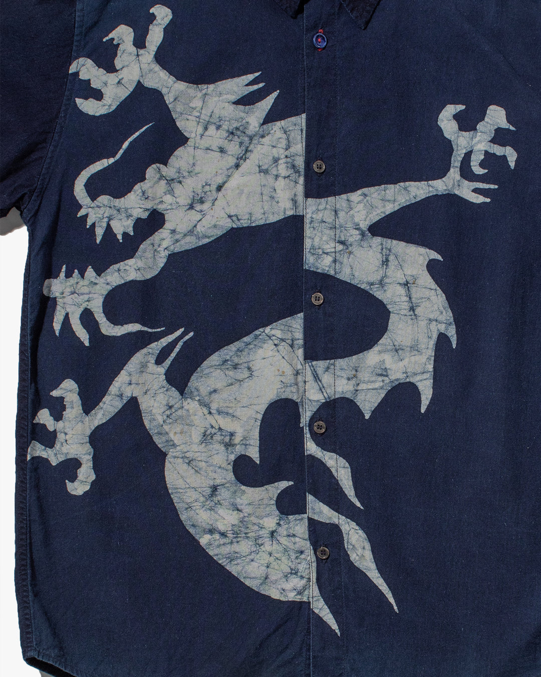 Japanese Repro, Indigo Button up Shirt, Gaijin Made Brand, Indigo with Dragon