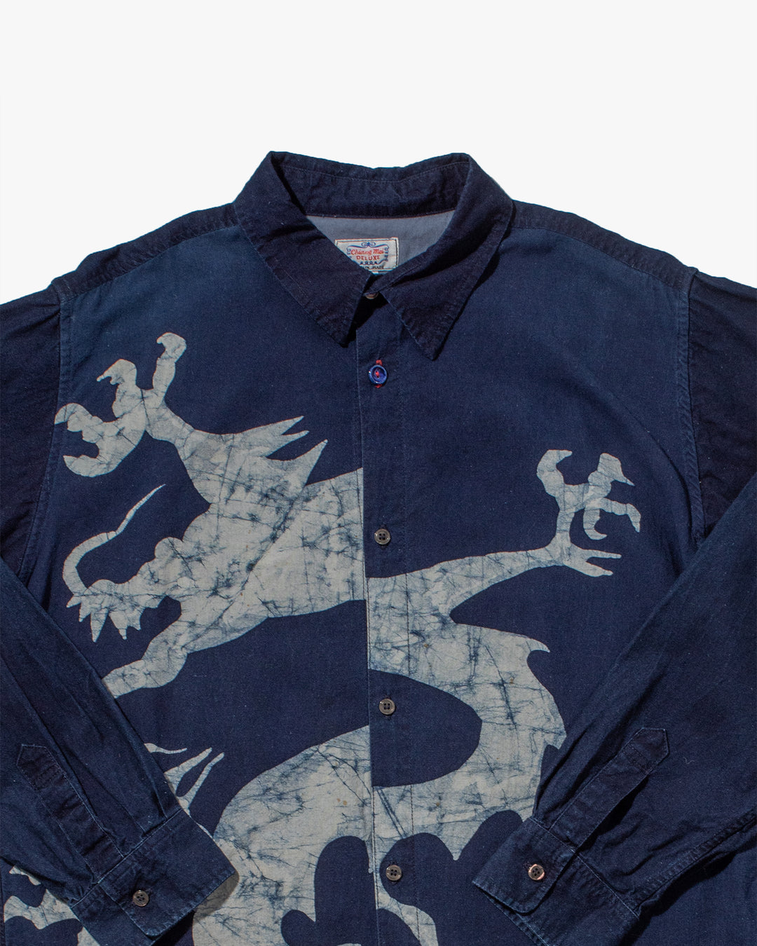 Japanese Repro, Indigo Button up Shirt, Gaijin Made Brand, Indigo with Dragon