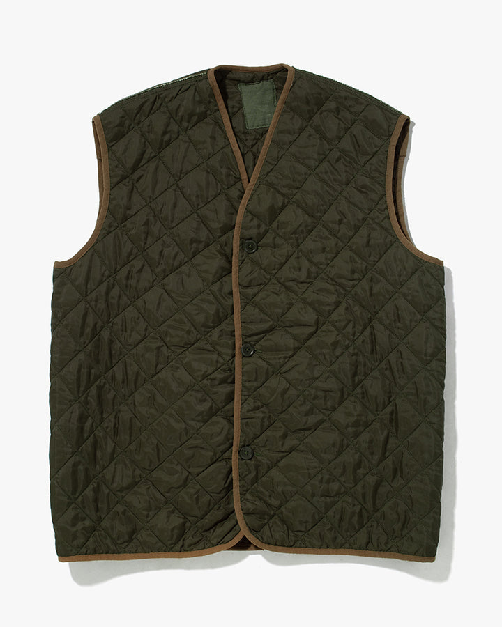 US Vintage Quilted Liner Vest, Unknown Brand, Military Green with Tan Accents - 45