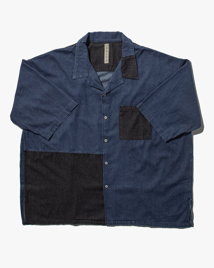 Prospective Flow Button Up Shirt, RIYU - DNMC Blue and Black Kariyushi Wear