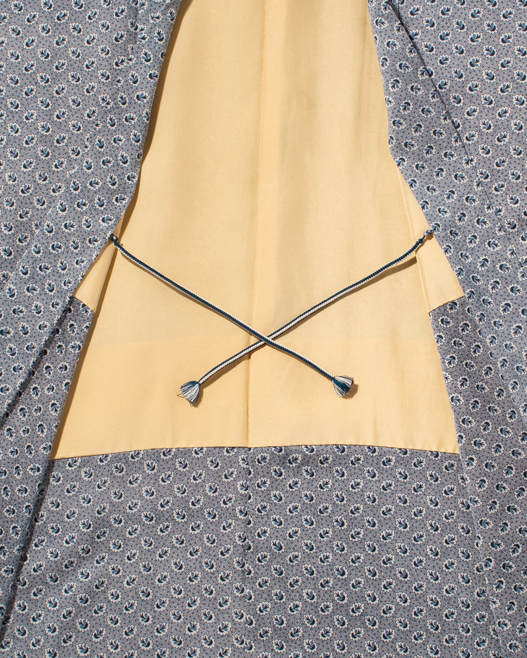 Vintage Haori Jacket, Navy and White Small Leaf Pattern