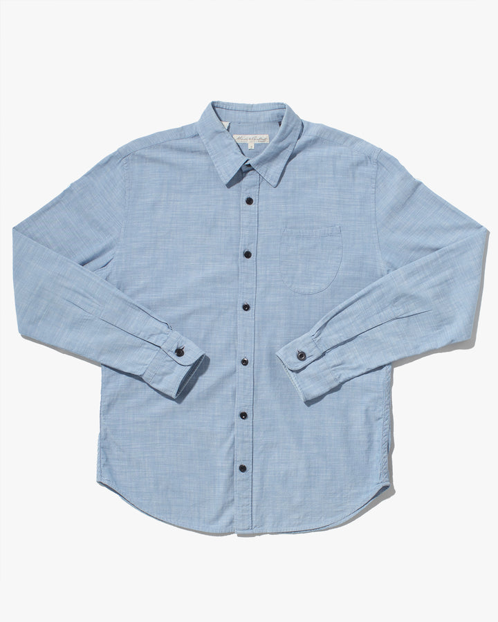 Japanese Repro, Levi's Made & Crafted, Washed Indigo Chambray Long Sleeve Shirt - 2