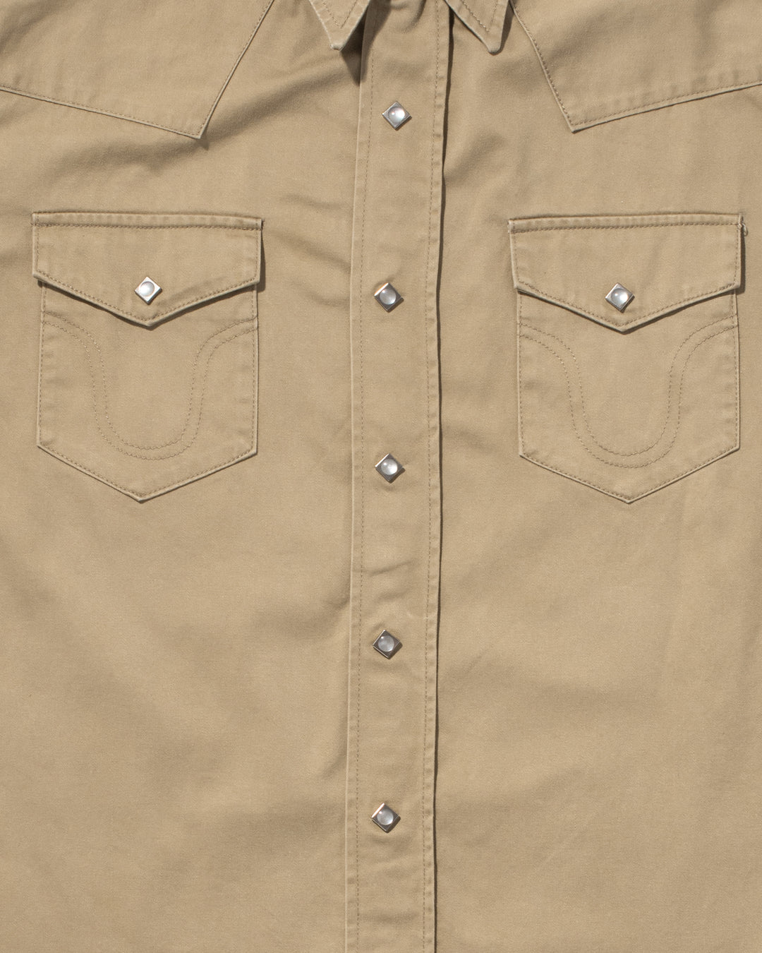 Japanese Repro, Stormy Blue, Western Tan Canvas Long Sleeve Shirt - L