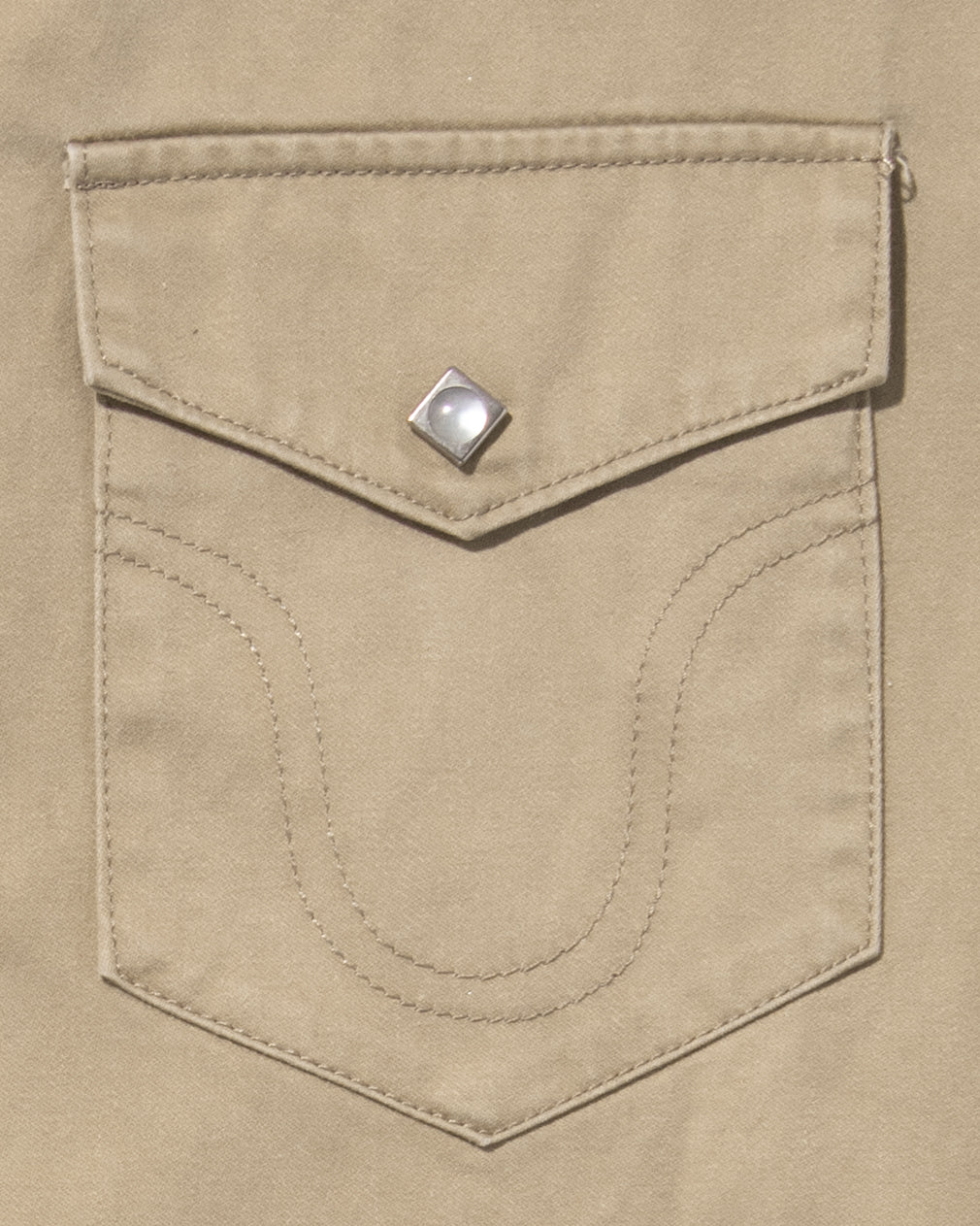 Japanese Repro, Stormy Blue, Western Tan Canvas Long Sleeve Shirt - L