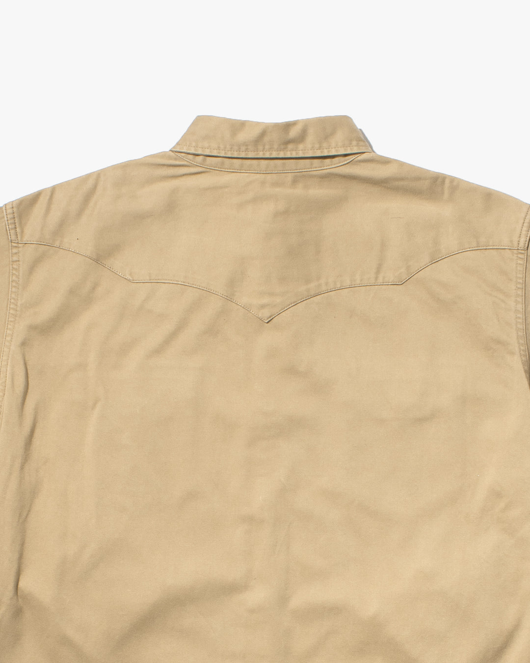 Japanese Repro, Stormy Blue, Western Tan Canvas Long Sleeve Shirt - L
