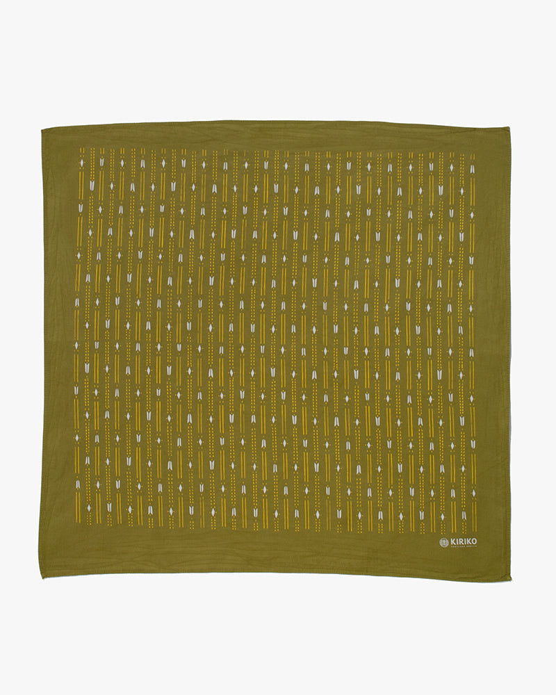 Kiriko Original Screen Printed, Custom-Dyed Bandana, Yagasuri - Green