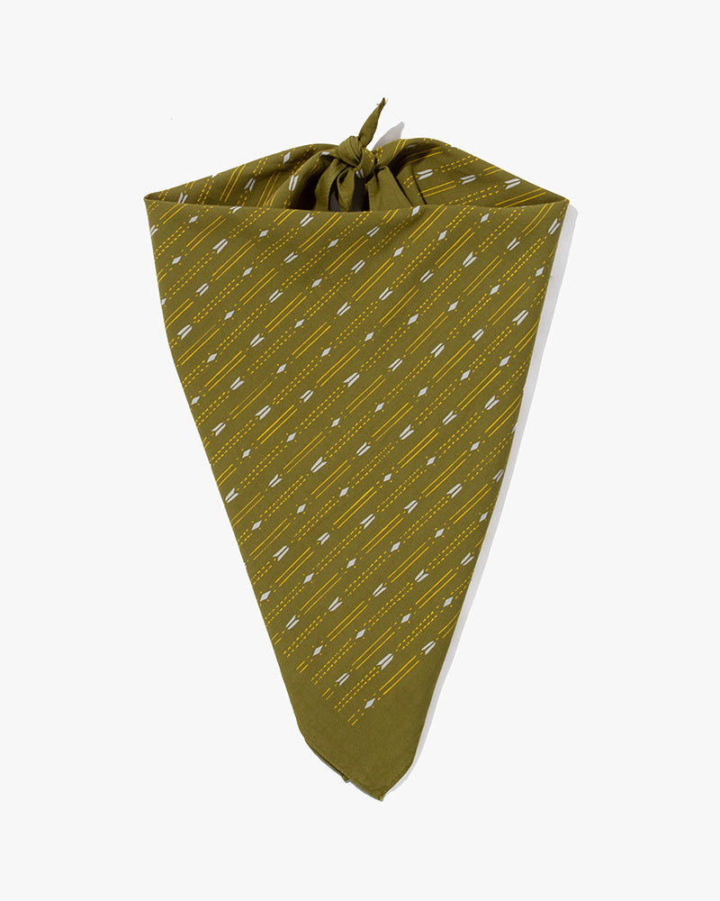 Kiriko Original Screen Printed, Custom-Dyed Bandana, Yagasuri - Green