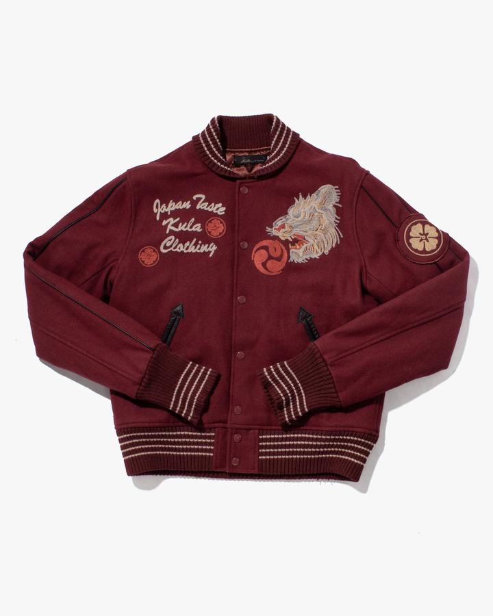 Japanese Repro Reversible Souvenir Jacket, Eternal Brand, Maroon Dragon and Tiger - M