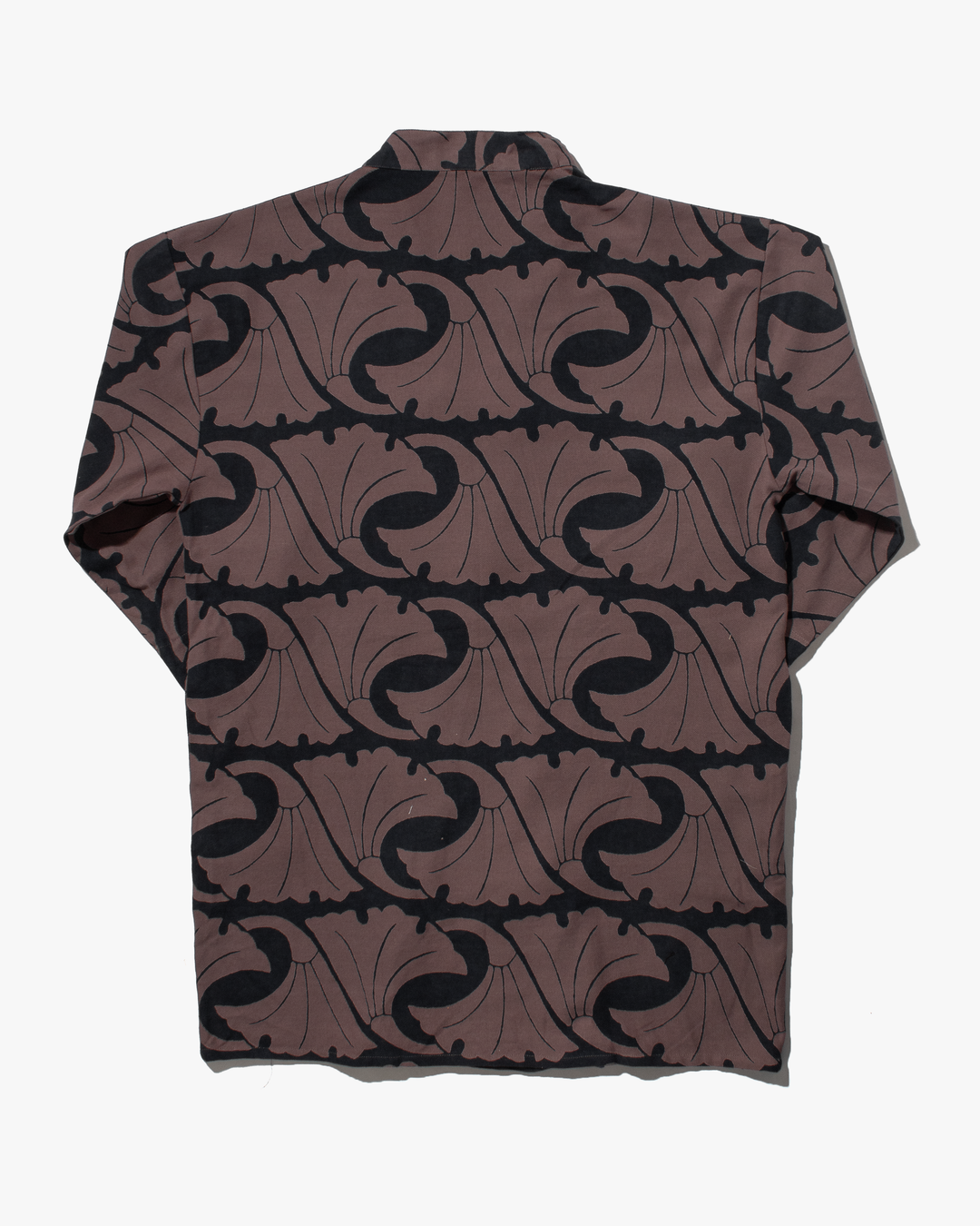 Wa-Modern Haori Robe, Sou Rai, Black with Mauve Ginkgo Leaves