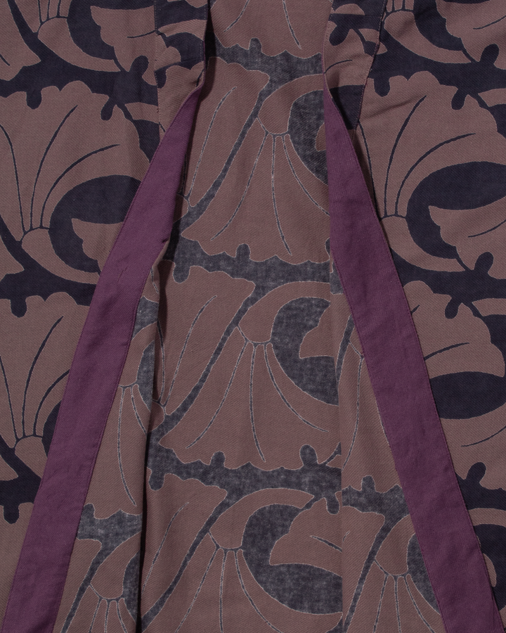 Wa-Modern Haori Robe, Sou Rai, Black with Mauve Ginkgo Leaves