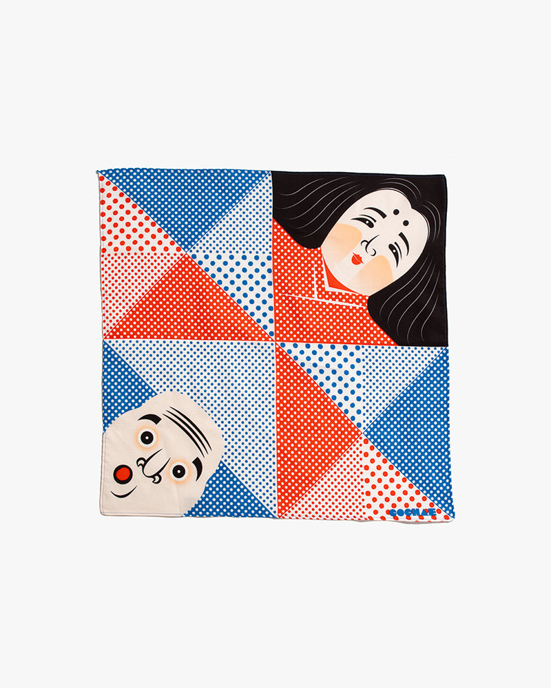 Modern Furoshiki, Musubi, Cochae, Okame & Hyottoko, 19 x 19