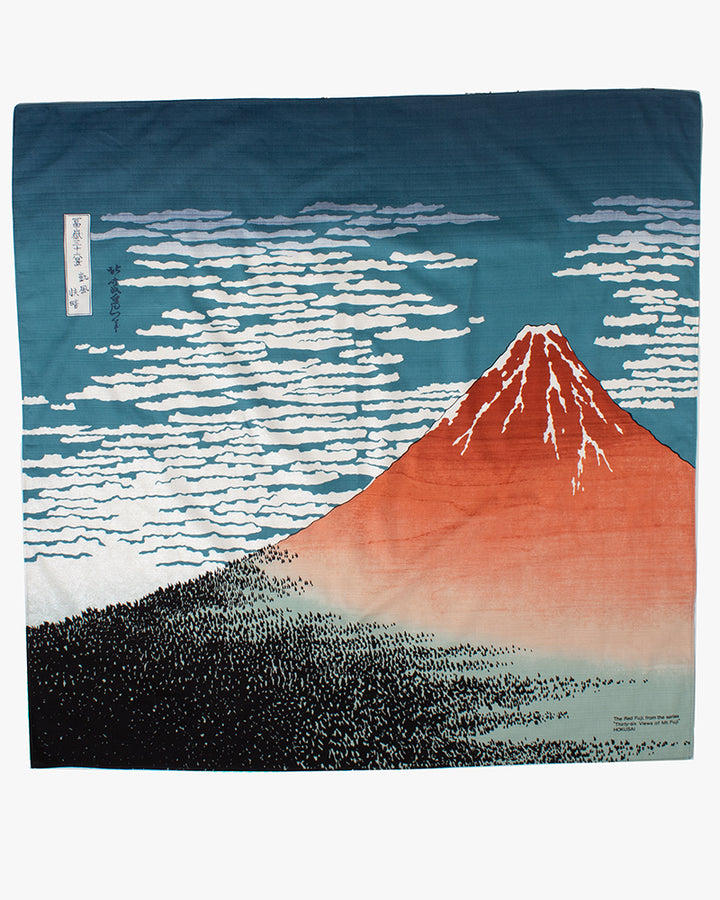 Modern Furoshiki, Musubi, Ukiyo-e, Fine Wind, Clear Morning by Hokusai, 41 x 41