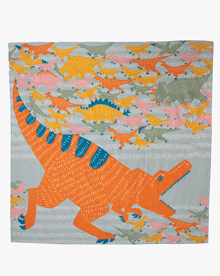 Modern Furoshiki, Musubi, Katakata, Dinosaurs on Blue, 41 x 41