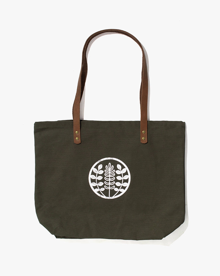 Kiriko Original Large Tote Bag, Canvas, Olive Logo