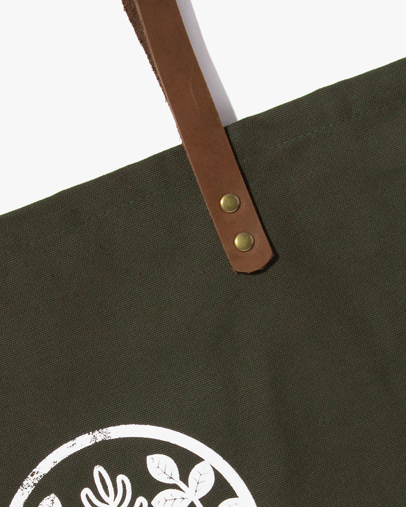 Kiriko Original Large Tote Bag, Canvas, Olive Logo