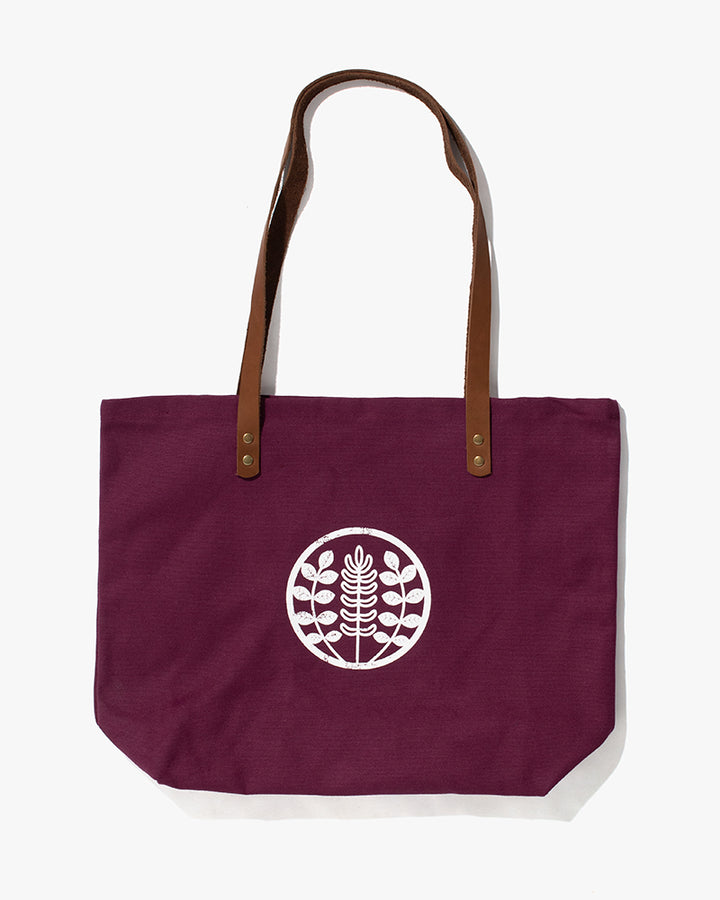Kiriko Original Large Tote Bag, Canvas, Burgundy Logo