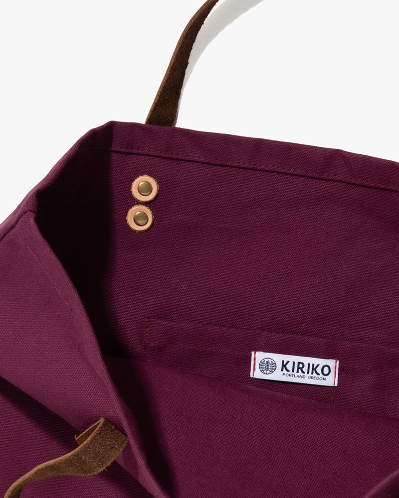 Kiriko Original Large Tote Bag, Canvas, Burgundy Logo