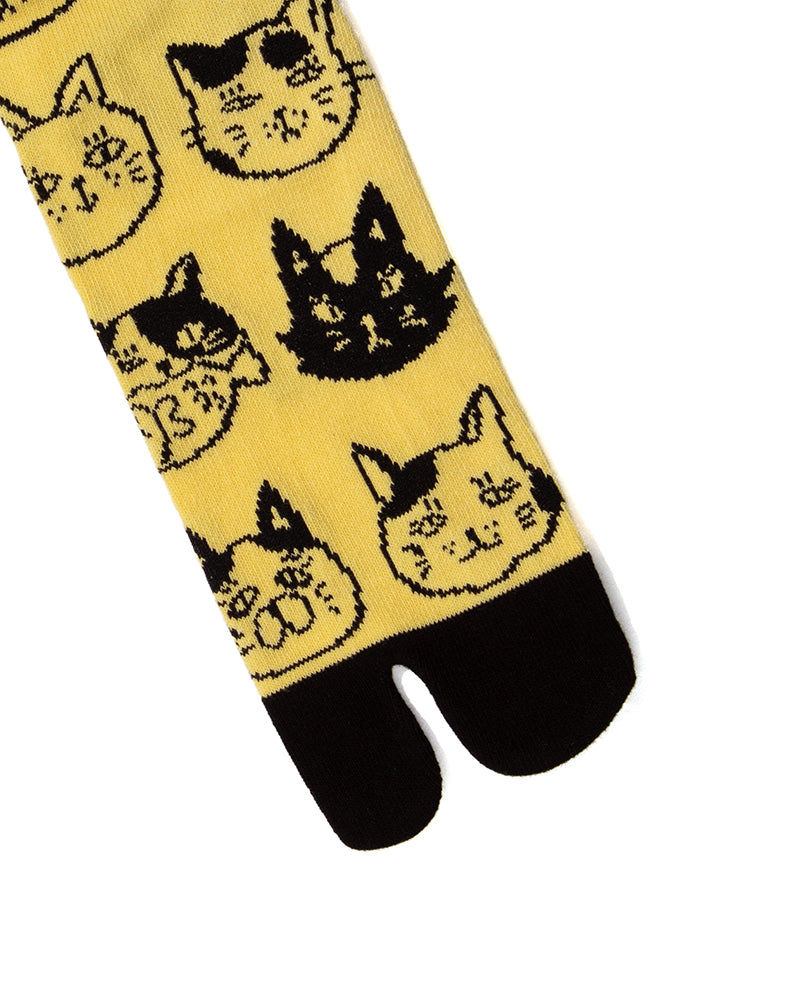 Wa Modern, Tabi Socks, Crew, Yellow and Cats (M/L)