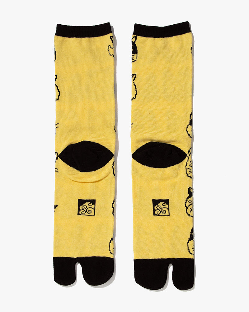 Wa Modern, Tabi Socks, Crew, Yellow and Cats (M/L)