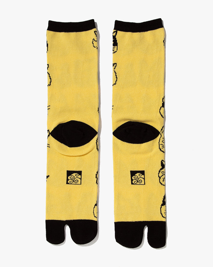 Wa Modern, Tabi Socks, Crew, Yellow and Cats (M/L)