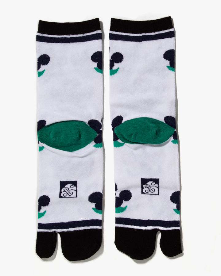 Wa Modern, Tabi Socks, Crew, White with Indigo Abstract Flowers (S/M)