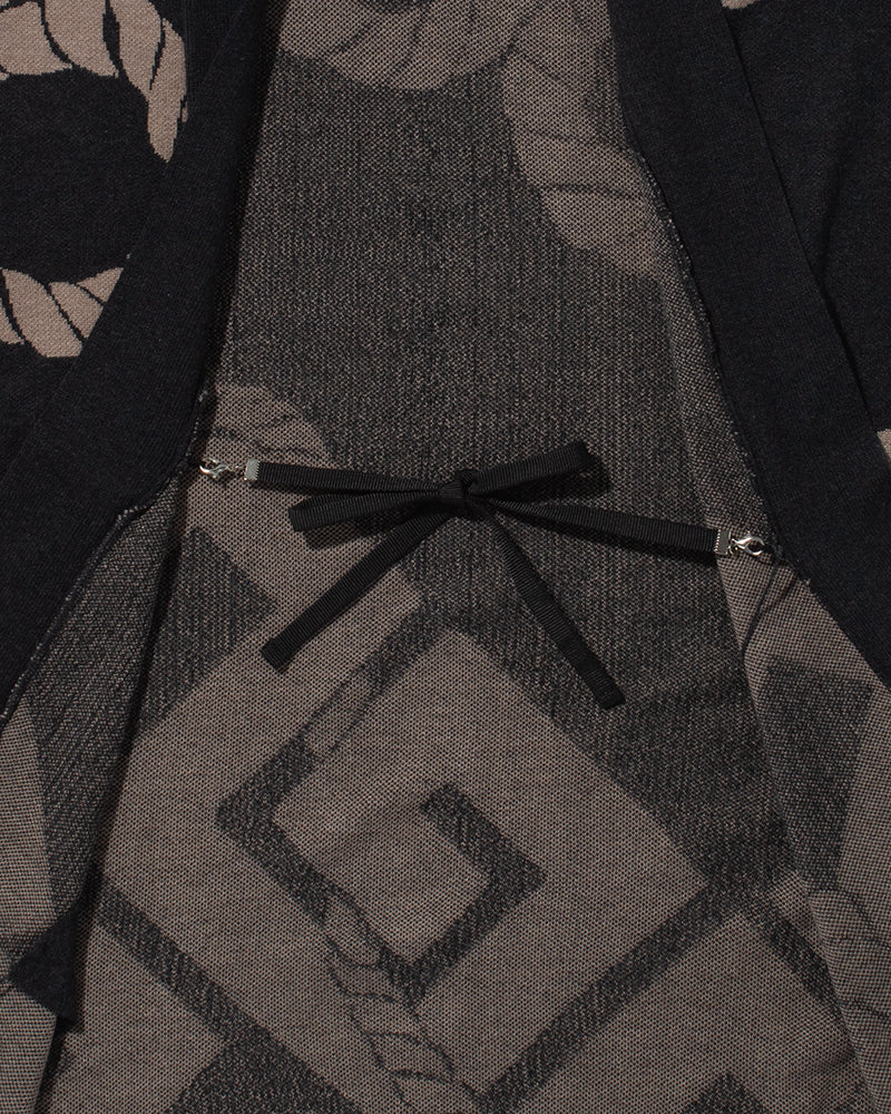 Wa-Modern, Cardigan Robe, Charcoal with Beige Nawa