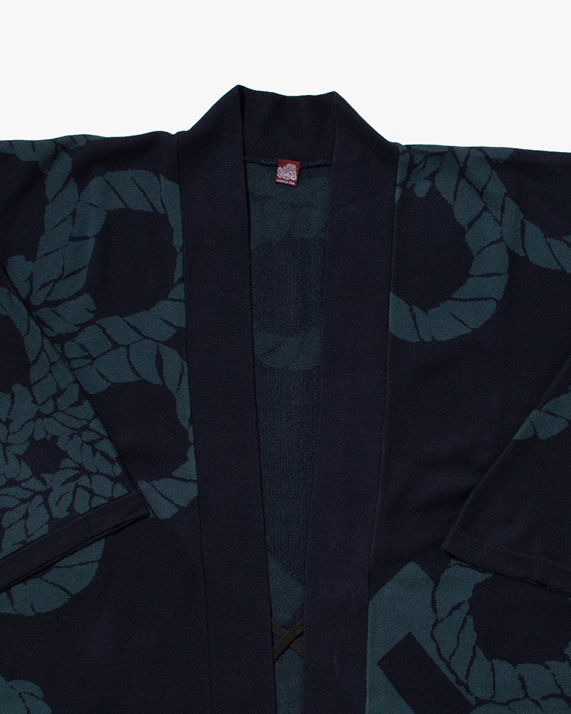 Wa-Modern, Cardigan Robe, Indigo with Teal Nawa