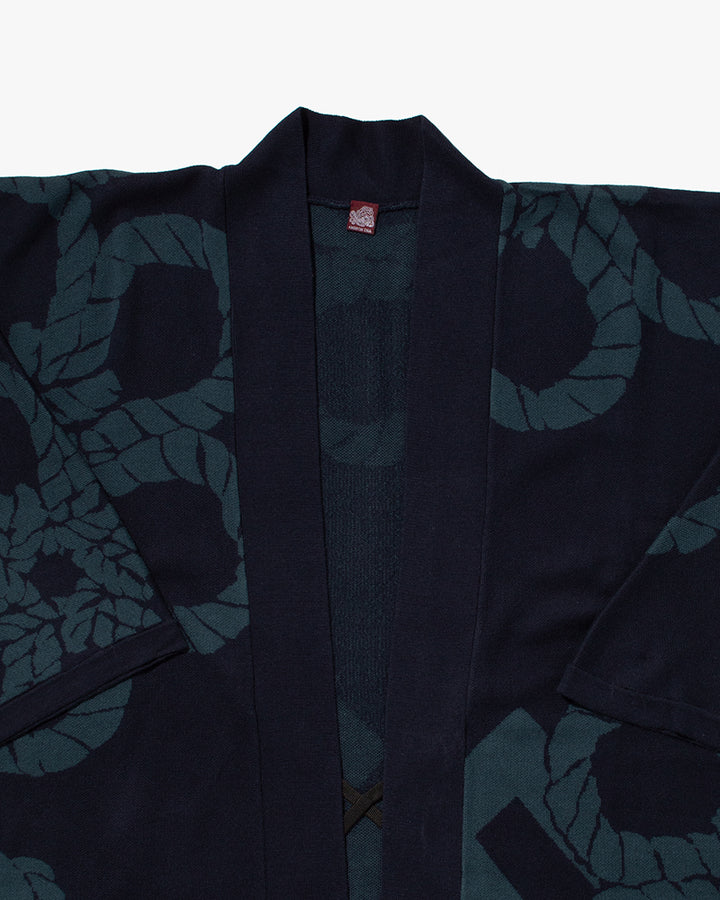 Wa-Modern, Cardigan Robe, Indigo with Teal Nawa
